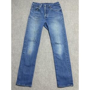 Levis 501 Jeans Mens 28x32 Blue Denim Straight Leg Button Fly Classic 12501-0291